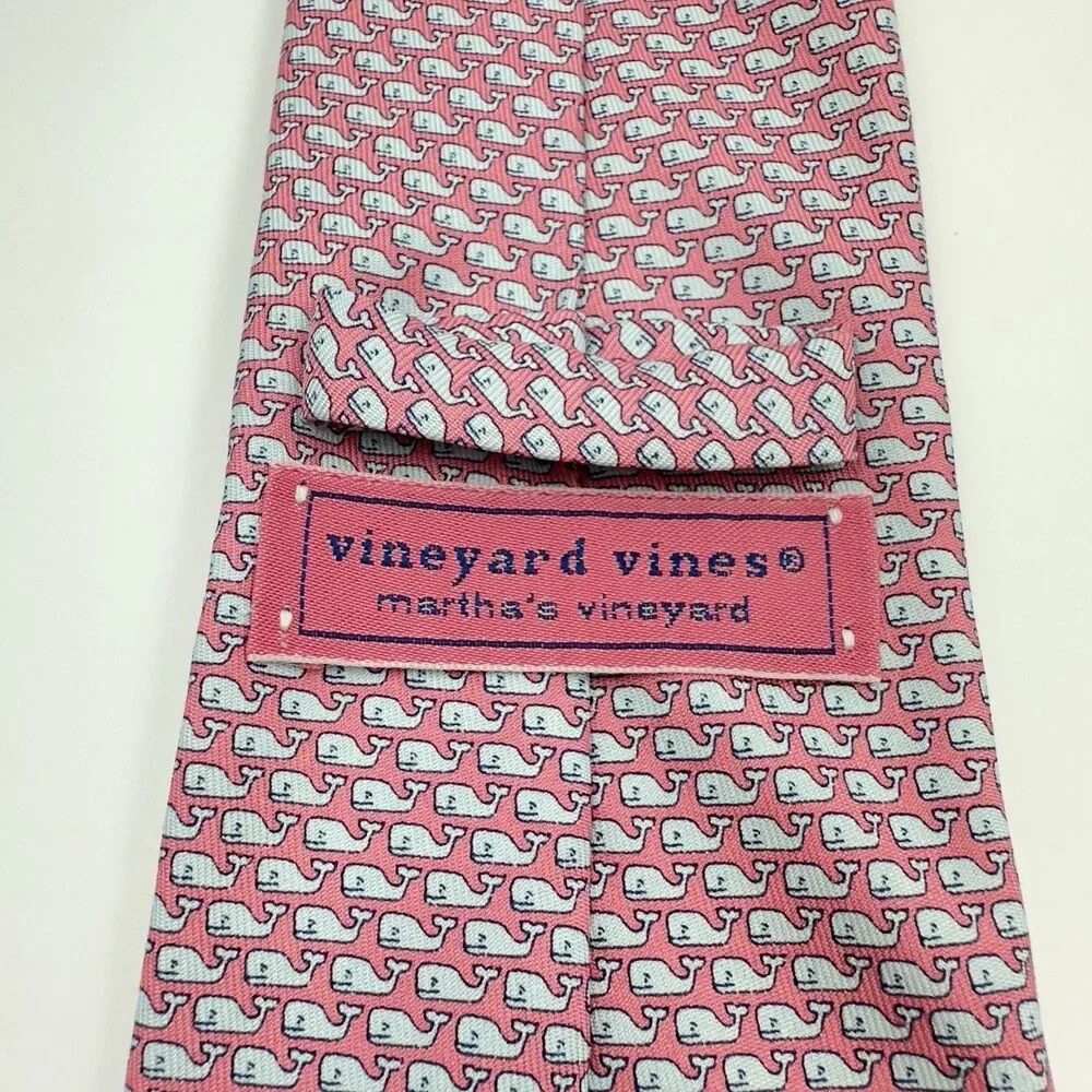 Vineyard Vines Shep & Ian Men's Silk Necktie Micro Whales Print Pink 63